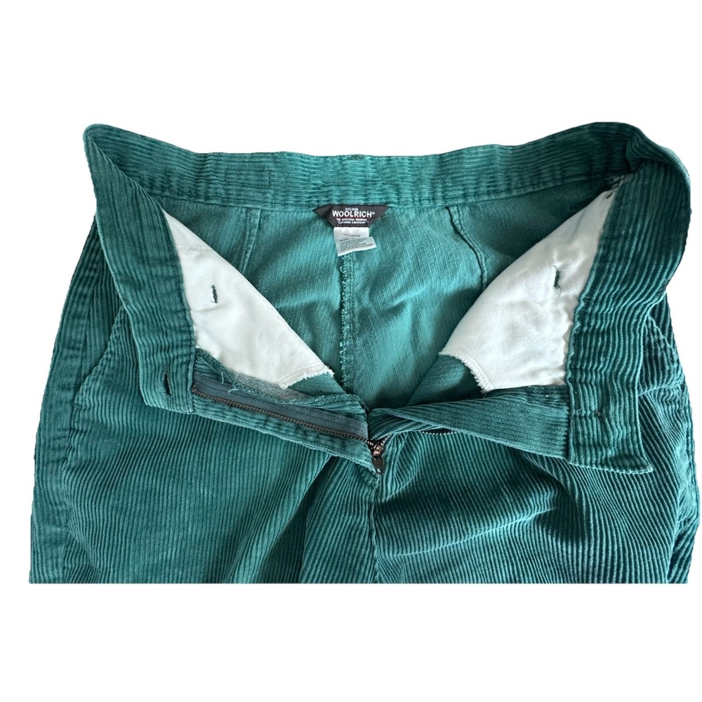 Woolrich Corduroy Pants Womens 6 Green LT Mallard Baggy Fit Zip Fly Y2K - Picture 9 of 12
